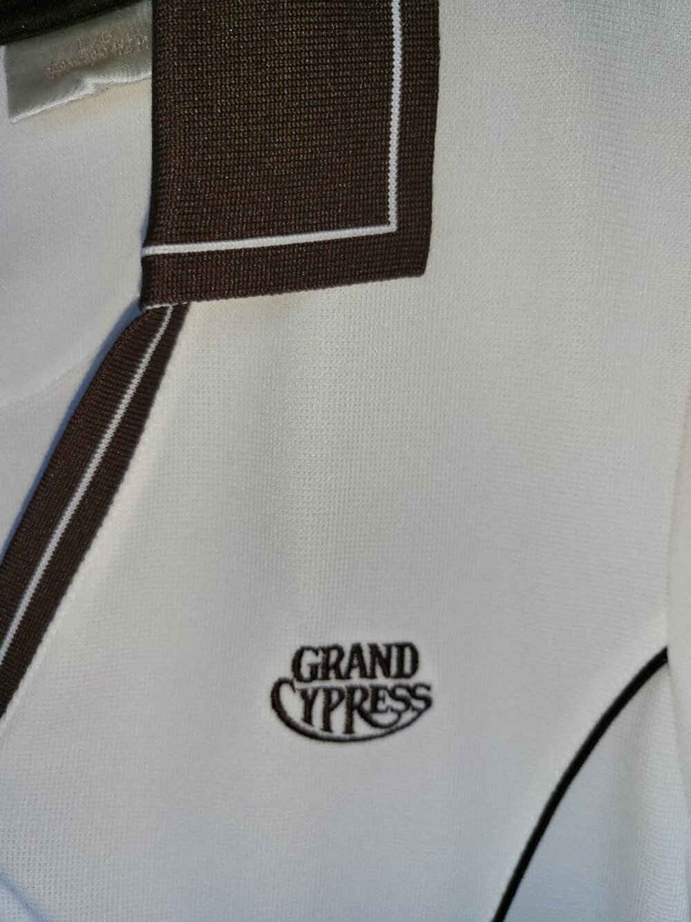 EP Pro Tour Tech Grand Cypress Golf Shirt Womens Large White Brown Performance